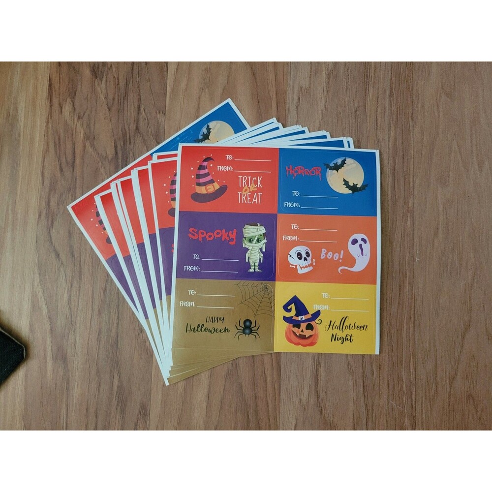 120 Halloween Gift Bag Sticker Adhesive Labels 20 Sheets 2x3" NEW